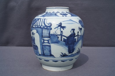 A Chinese blue and white baluster vase, Wanli/Tianqi